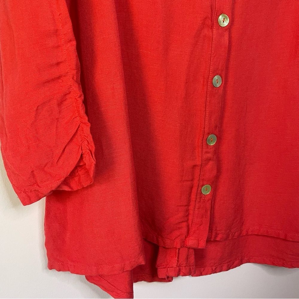 Soft Surroundings Red Linen Blend Button Front Zi… - image 4